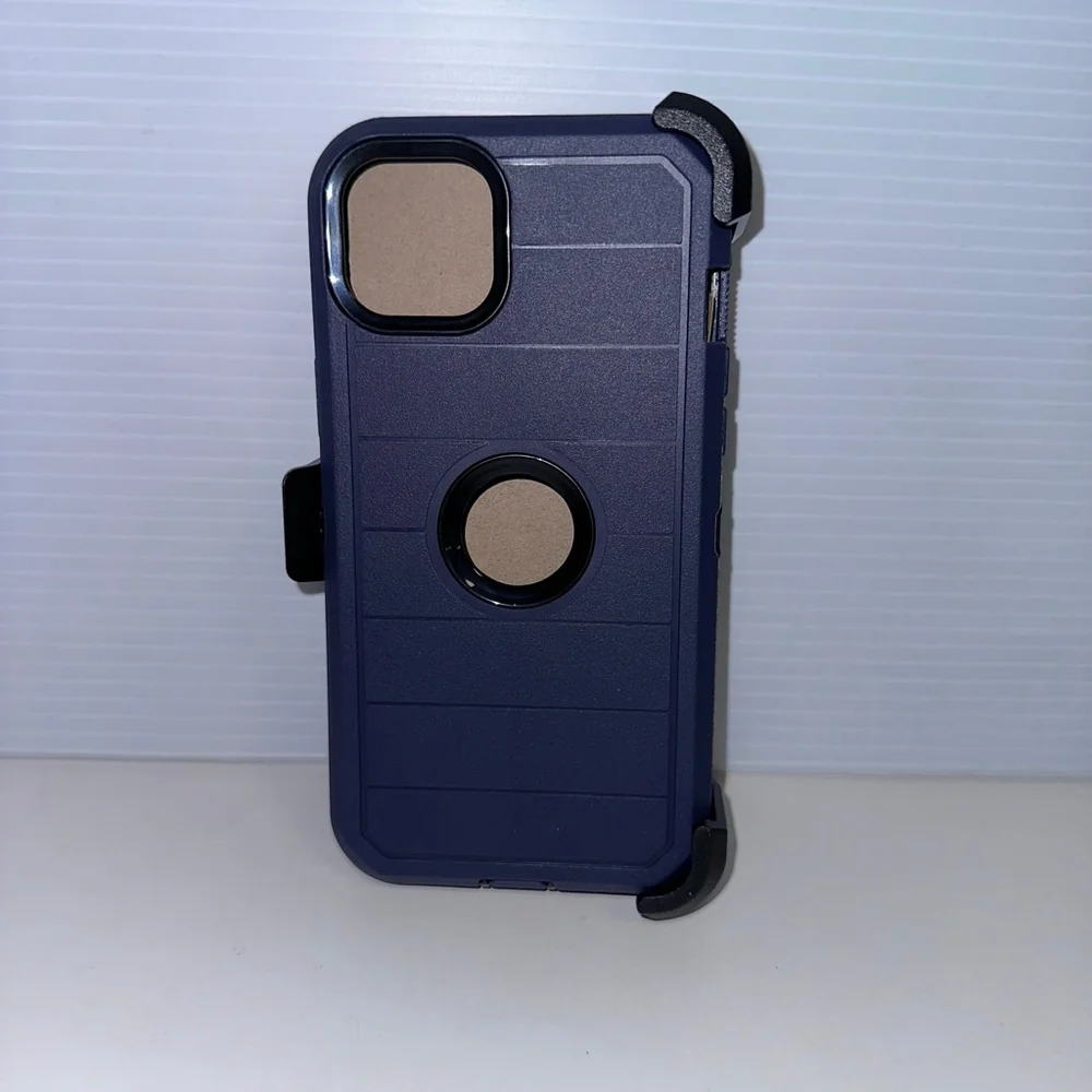 New in Packaging Cell Phone Case for iPhone 14 Plus Hip Clip Dark Blue & Black